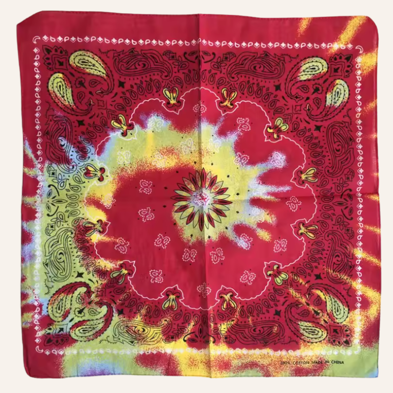 Rotes Tie Dye Bandana Damen Boho Halstuch | Festival Paisley Bandana Batik 