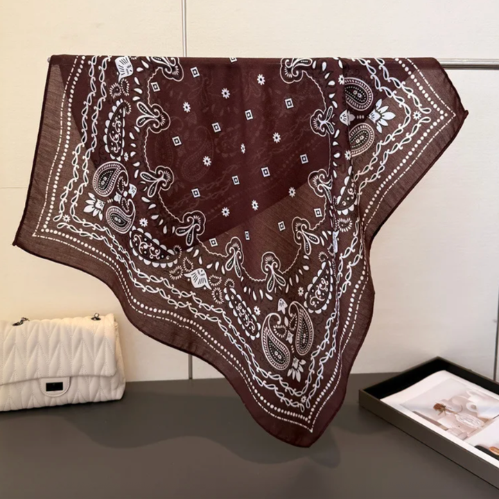Bandana Halstuch Damen Vintage Paisley Muster in braun 