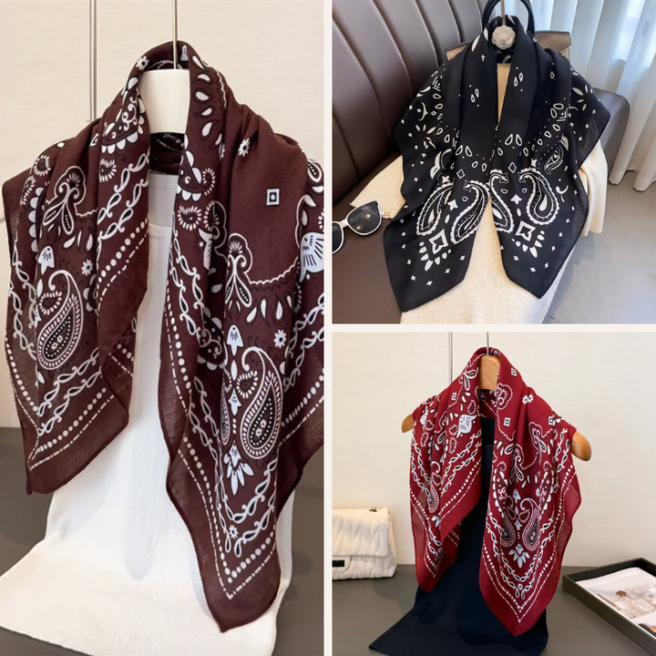 Paisley Bandana Tuch | Foulard Halstuch, Kopftuch in braun, schwarz und rot