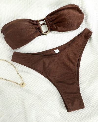 Trendige Bademode Bikinis in Braun und Gold für Frauen