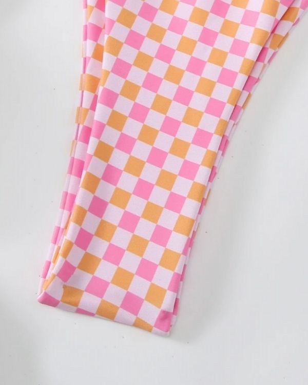 Badehose Damen mit Square Print in pink-orange 