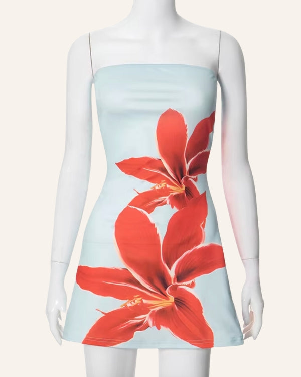 Strapless Mini Kleid für Damen – perfekt für Urlaub und Strandpartys
