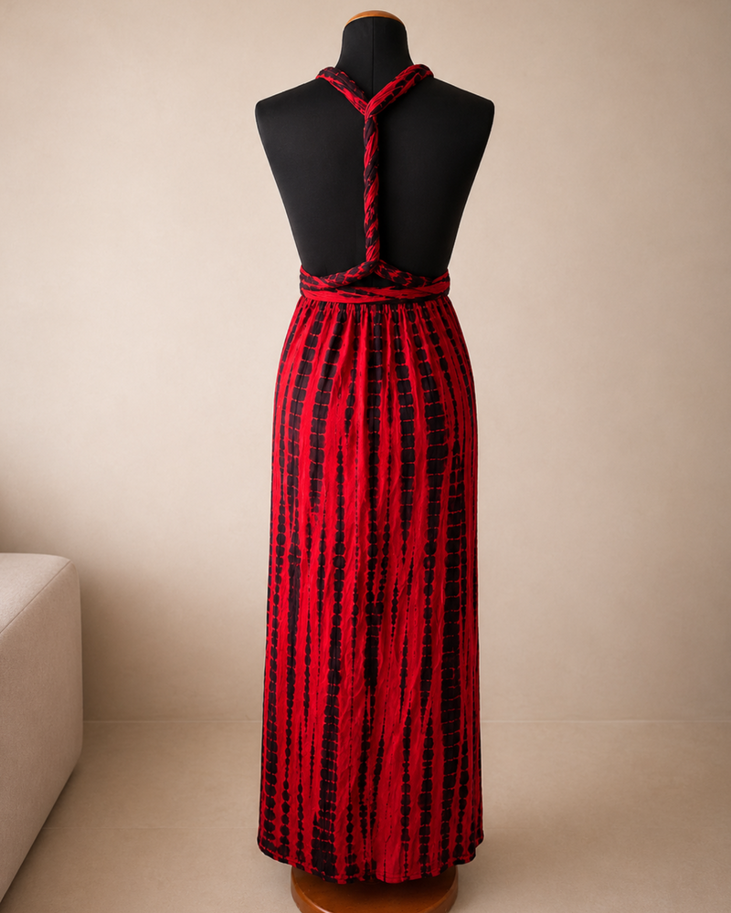 Fliessendes Festival Kleid Rot zum binden | Batik Boho Kleid 