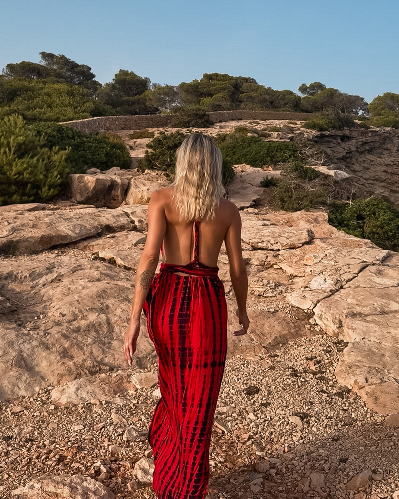 Bohemian Kleid für Sommerurlaub | Neckholder Maxikleid Batik