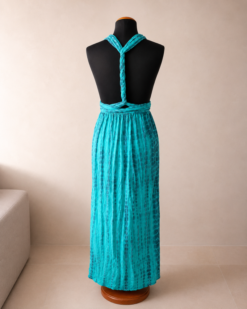 Handgefärbtes Batik Kleid Aqua Nomada