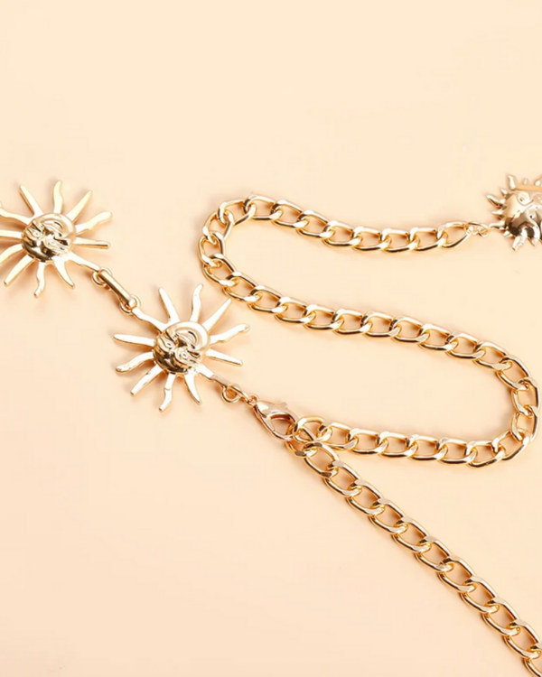 Schmuckkette für Bikini Outfit - Goldene Bauchkette mit Sonnensymbol 