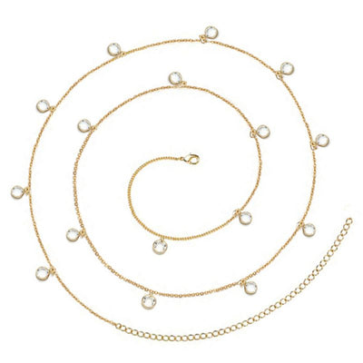 Goldene Wasserfeste Bauchkette mit funkelnden Kristallsteinen