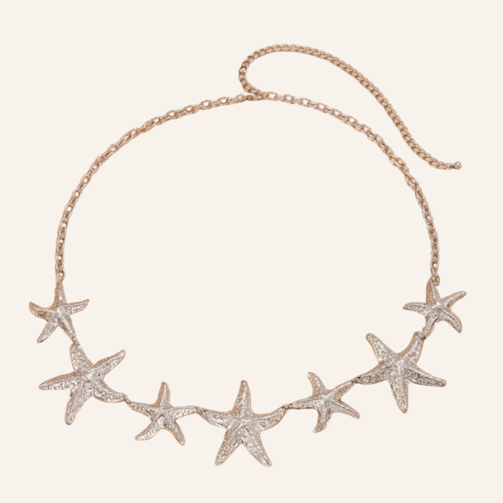 Boho Gurtkette mit glänzenden Sternen in silber 