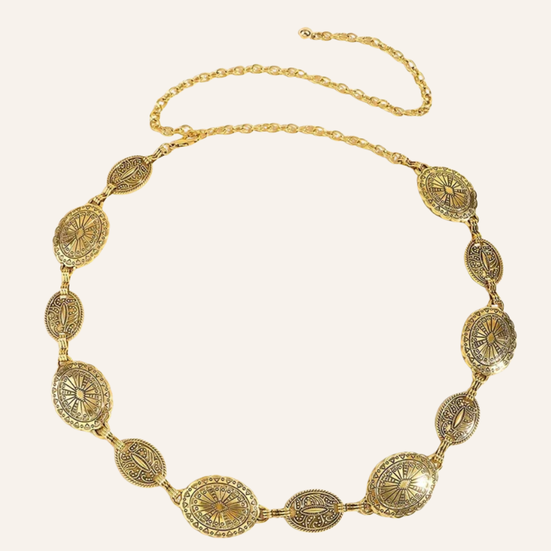 Hüftkette mit orientalischem Flair in gold 