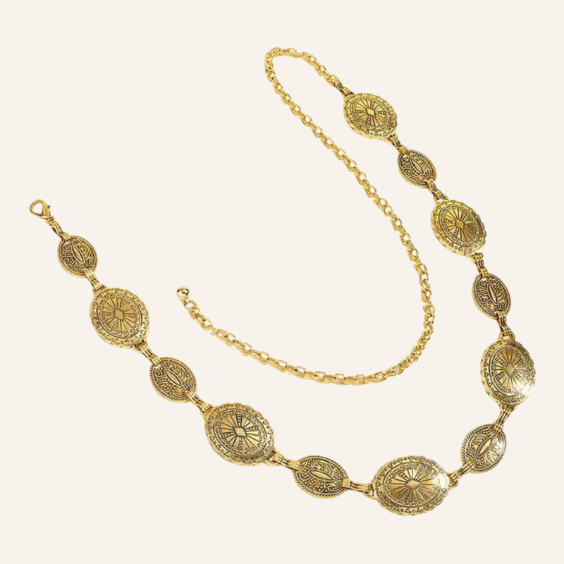 Festival Schmuck für die Taille - Goldene Medaillon-Kette für Hüfte