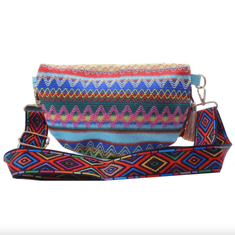 Boho Hippie Bauchtasche Umhängetasche mit Ethno Mustern 