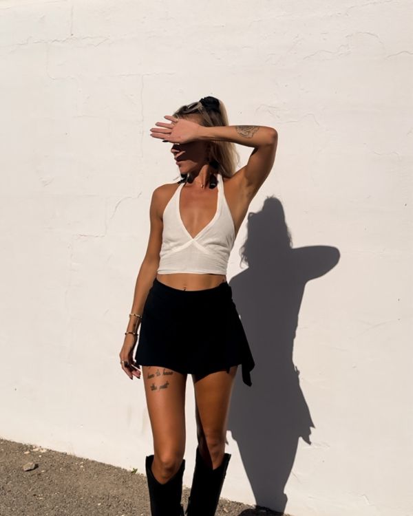 weisses Baumwolle Boho Crop Top 