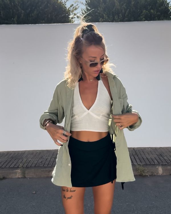 Der Boho Chic Baumwolle Cotton Look aus Top und Bluse 