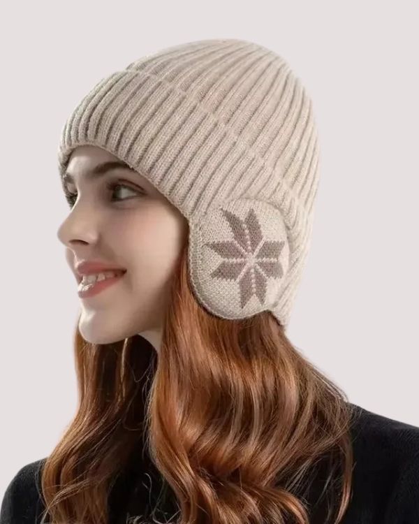 Beige Strick Beanie Kappe Wintermütze für Damen und Herren 
