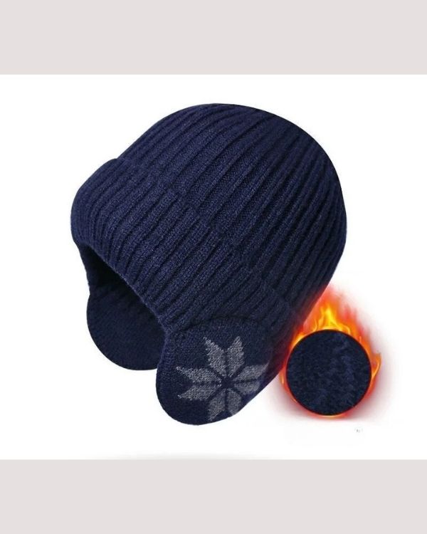 Dunkelblaue Wintermütze mit Fleece - Unisex Beanie für die ganze Familie 