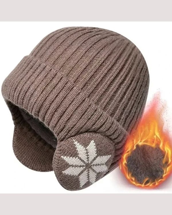 Braune Wintermütze mit Fleece auf der Innenseite - Warme Kappe für Herren und Damen