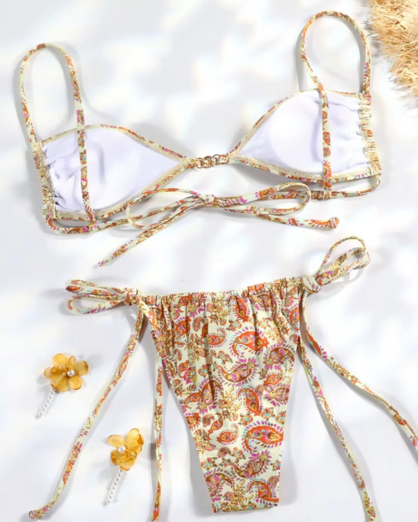 Boho Style Beachwear - Mini Triangel Bikini und passende Badehose zum binden 
