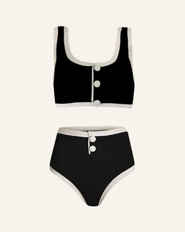 Schwarzes & weißes Bikini-Set Retro Chic - Vintage High-Waist Bikini 