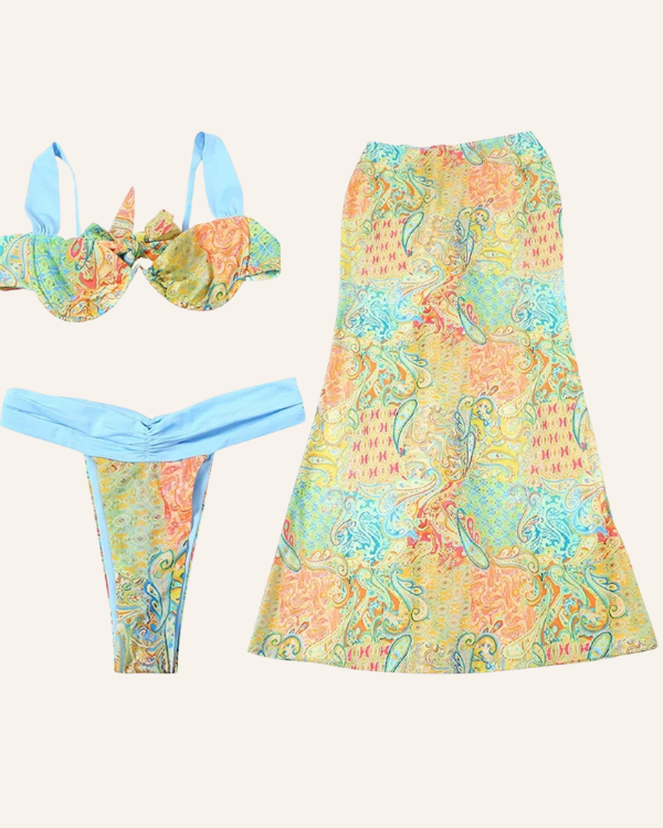 Festival-tauglicher Boho Look Bikini Set mit Print