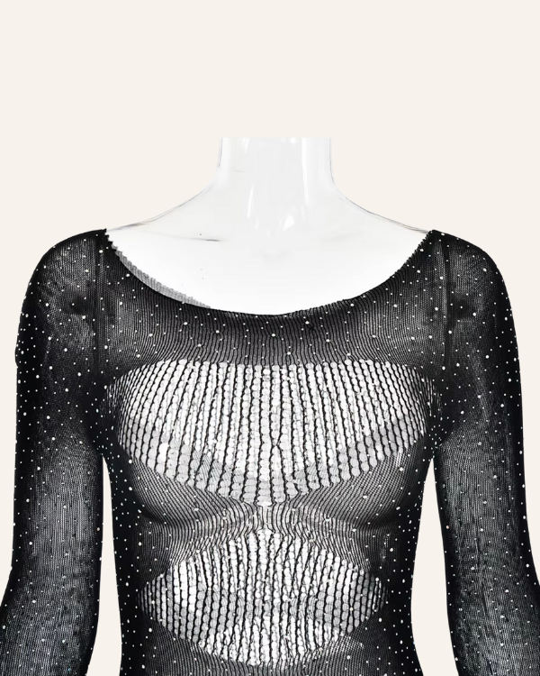 Glitzer Bodystocking Damen langarm mit Cut-Outs 