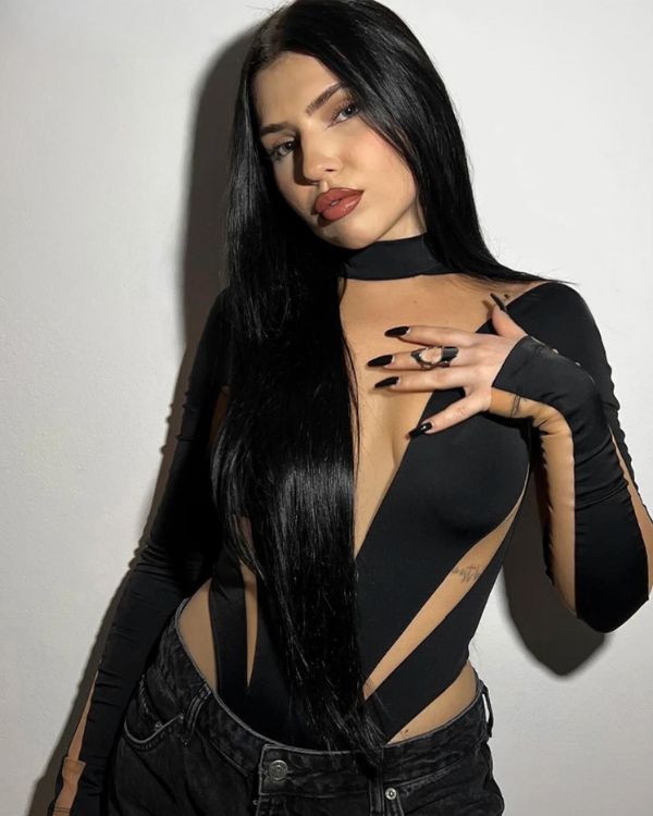 Sexy Raver Festival Damen Bodysuit in schwarz mit Mesh Cut-Outs im Spitzen Design 