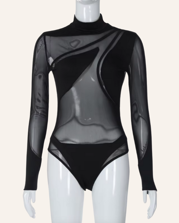 Designer-inspirierter Bodysuit mit Mesh und asymmetrischem Design