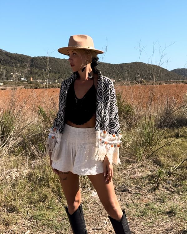Designer-Boho Jacke Eivissa mit kreativem Muster-Mix