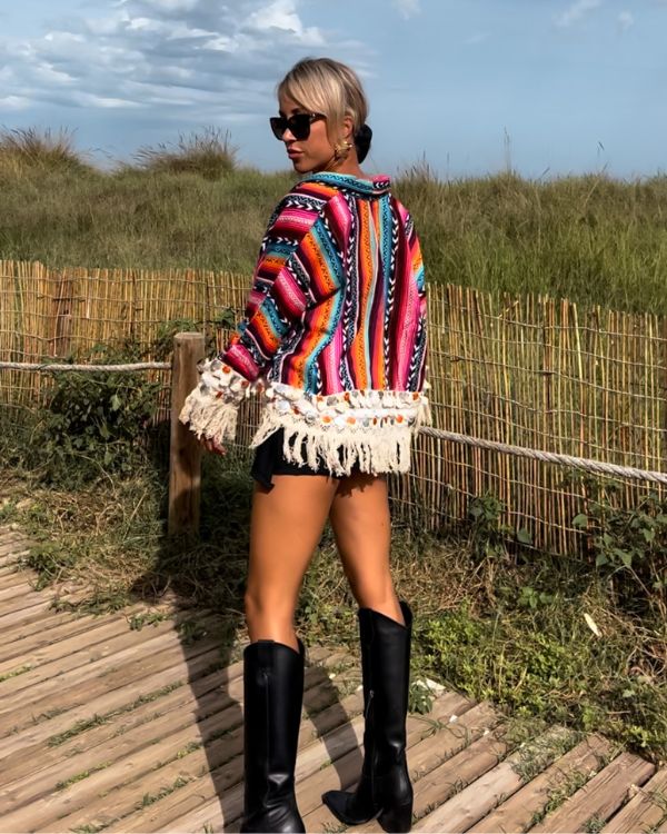 Hippie Trend Übergangsjacke Jacke perfekt für Herbstzeit - Hingucker Boho Jacke mit farbigem Muster 