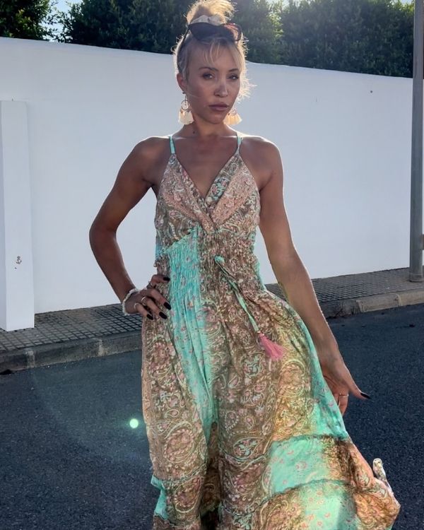 Verspieltes Paisley Boho Sommerkleid in schönem türkis - Langes Damen Kleid 