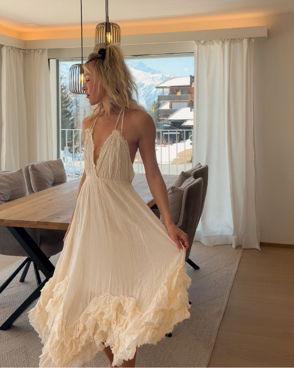 Sommerkleid Damen Boho mit tiefem Ausschnitt