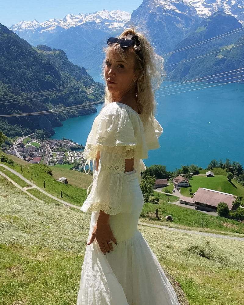 Ibiza Style Damen Top mit Rüschen
