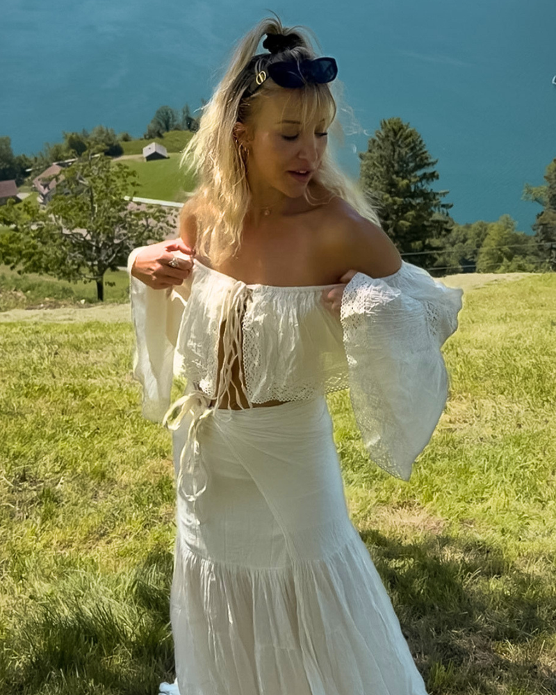 Boho Oberteil aus Baumwolle mit Volants