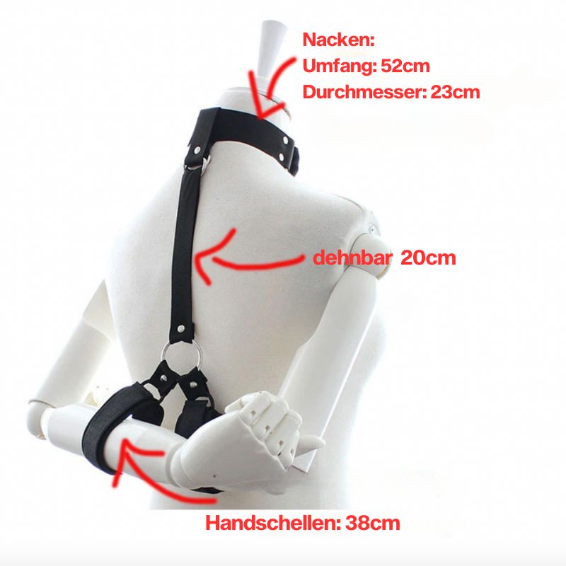 Bondage Fessel Gurt mit Handschallen und Nacken Fessel