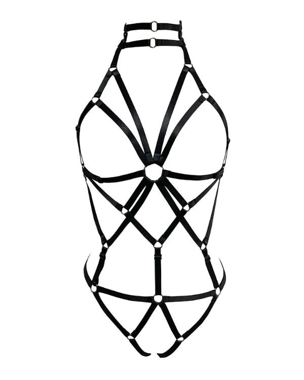 erotischer Bondage Bodysuit aus verstellbaren Riemen  Träger 