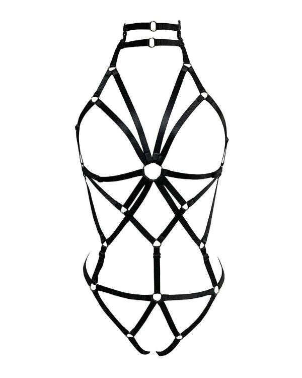 erotischer Bondage Bodysuit aus verstellbaren Riemen  Träger 
