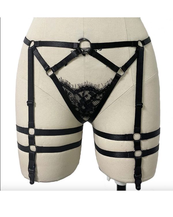 Beingürtel Körpergeschirr Harness mit String Tanga aus Spitzen