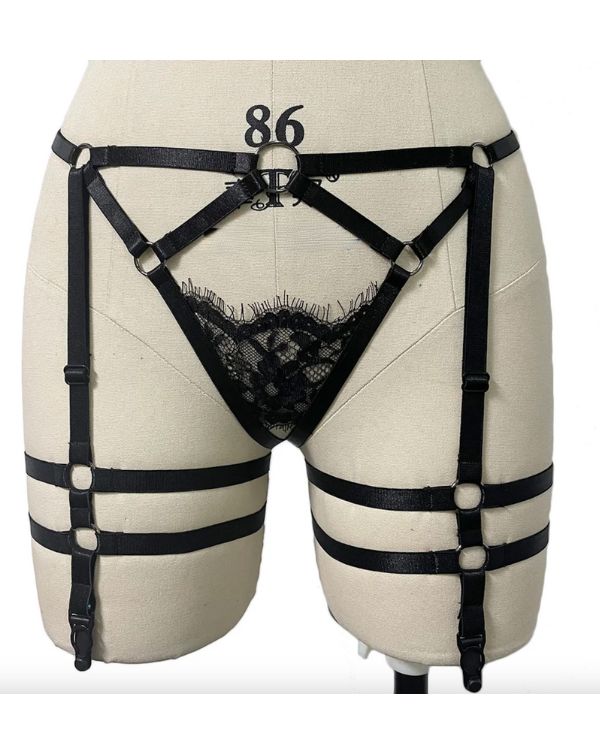 Bondage Harness Körpergeschirr für Beine - Beingurt mit String Tanga