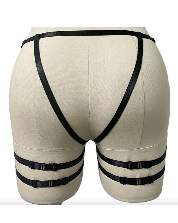 Beingürtel Harness aus verstellbaren Trägern - Fetisch Harness Beingurt 