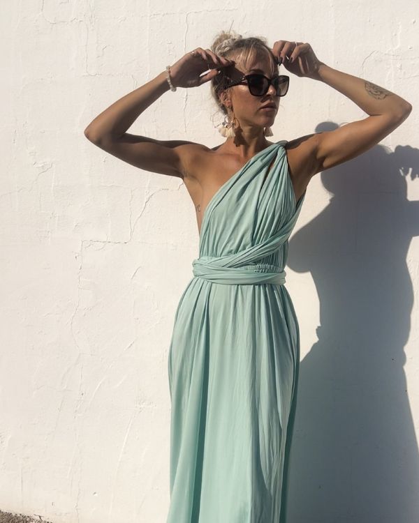 Langes elegantes Damen Kleid zum auf diverse Arten tragen -  Multifunktionales Damen Kleid 