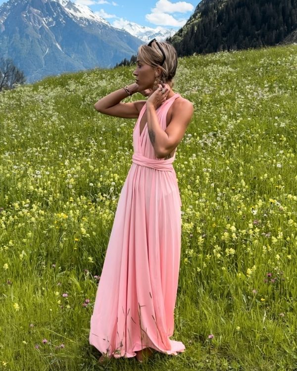 Boho Brautjungfer Kleid Bodenlang und zum binden am Rücken 