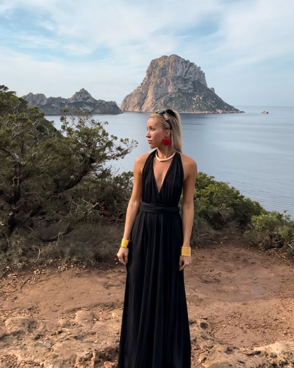 elegantes langes Damen Kleid mit offenem Rücken - schwarzes Chices Bodenlanges Kleid 