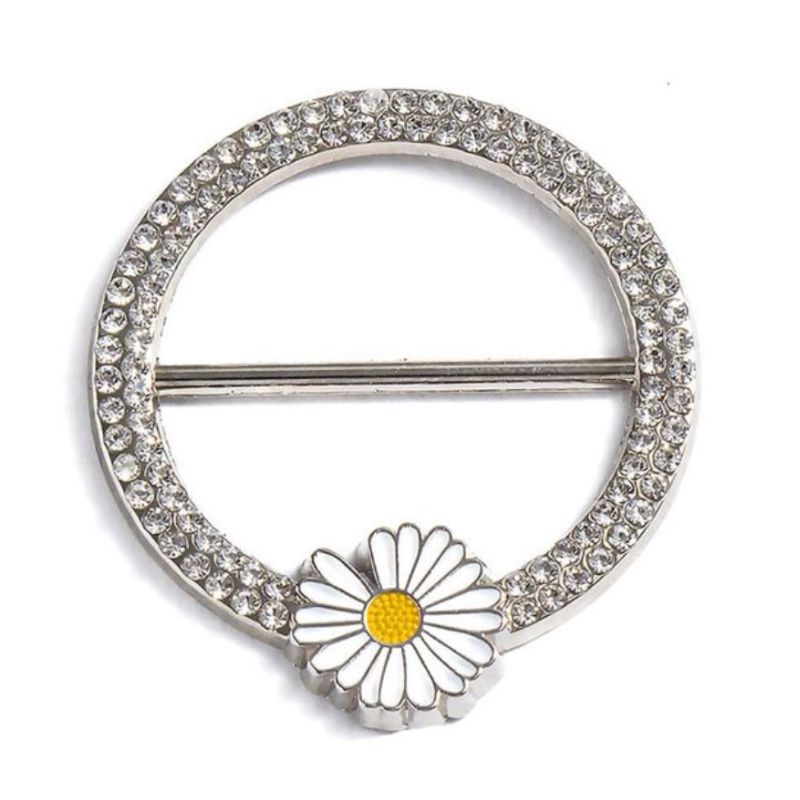 Silberner Glitzer Tuchring Schalring mit Blumen Symbol 