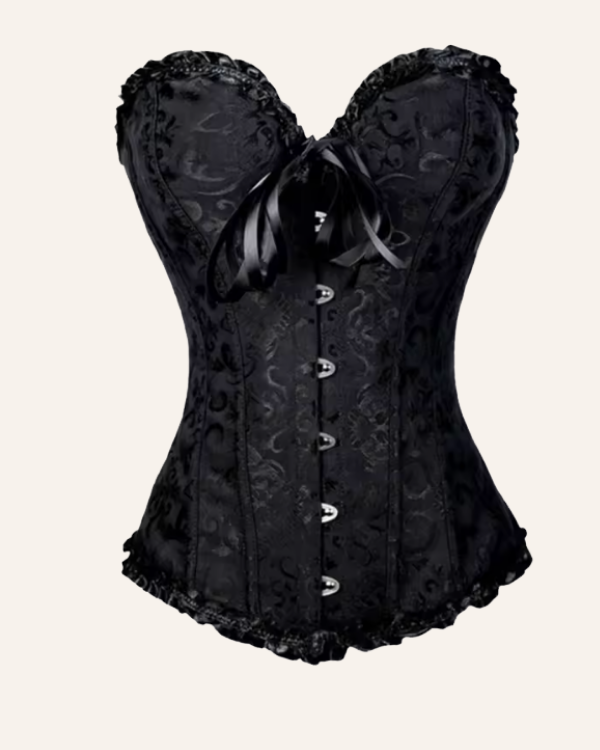 Bustier Korsett in schwarz mit Masche und Floral Muster - Hochwertig und elegant sexy
