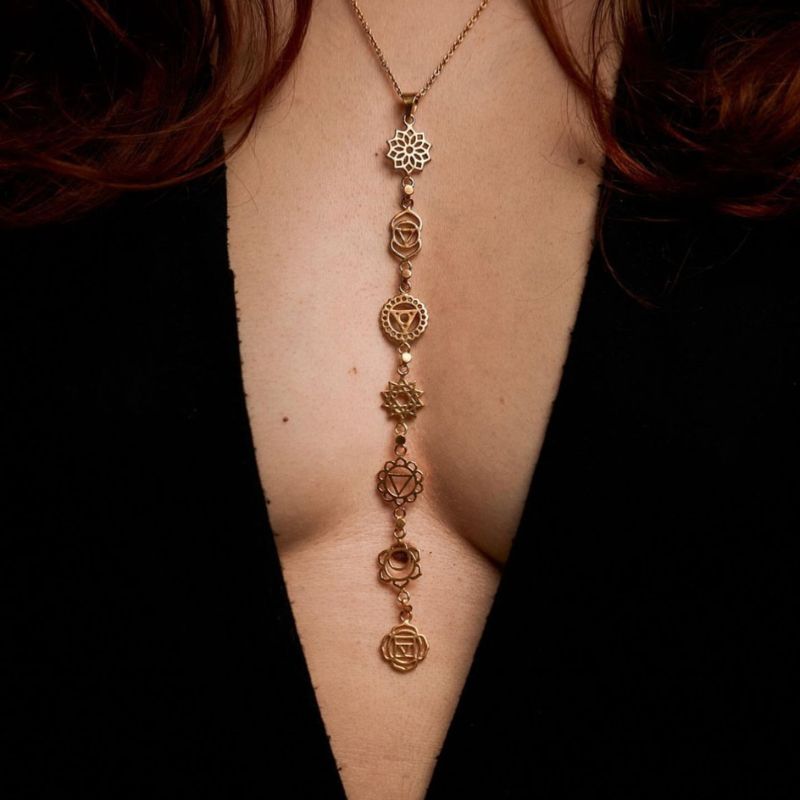 Spiritueller Chakra Halsketten Schmuck in gold - Echt Silber 925 Chakra Halsketten Schmuck 