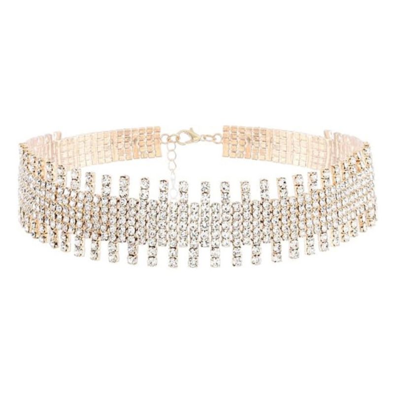 Exquisite Shine-Choker-Halskette mit glitzernden Steinen