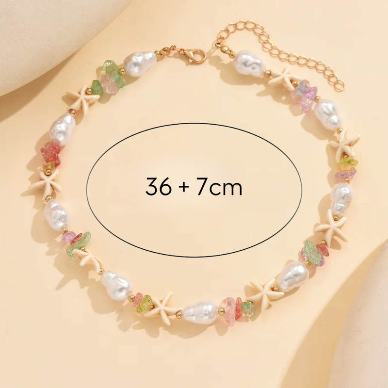 Beach Schmuck mit Perlen und farbigen Steinen | Damen Choker für Strand und Urlaub