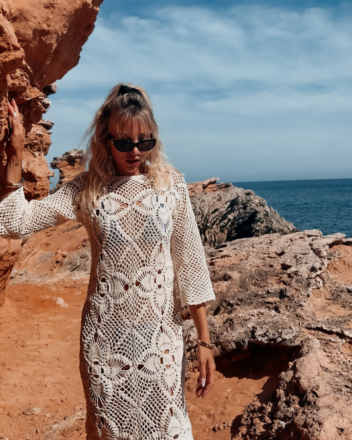 Ibiza Boho Kleid mit Häkel Details