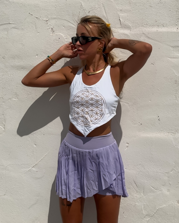 Damen Crop Top mit energetischem Symbol Gold - Lebensblume Crop Top