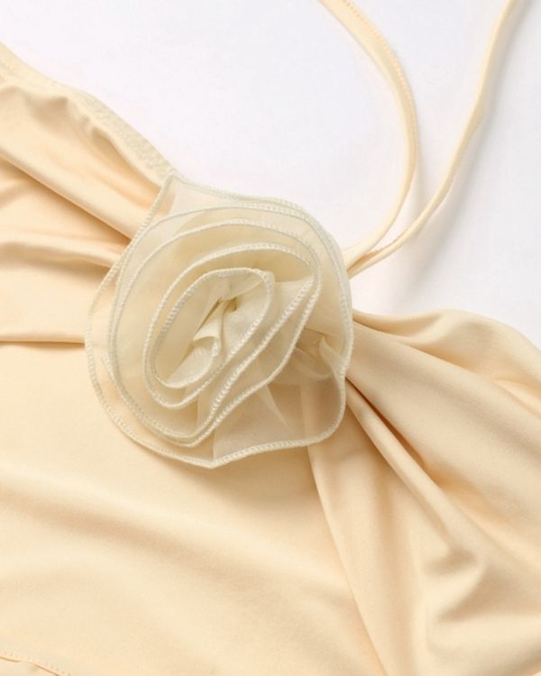Creme weisses Badekleid mit 3D Rosen dekoration 