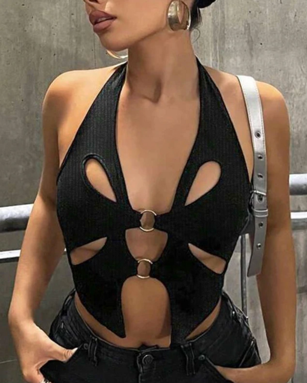 Schwarzes Cut-Out Top Eclipse